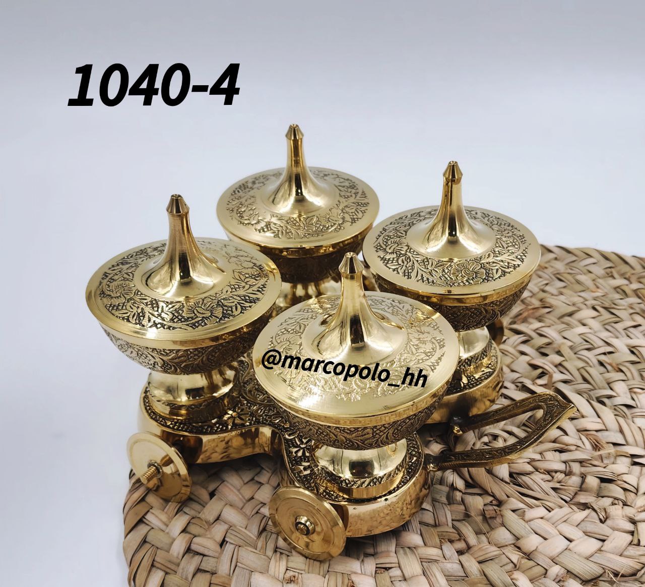 ست چهار عددی قندان و یا قوتو خوری برنجی هندی کد1040
