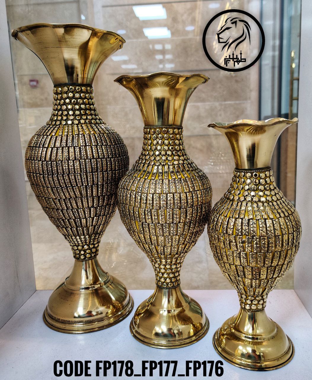 گلدان برنجی مدل ساجی در سه سایز مختلف
