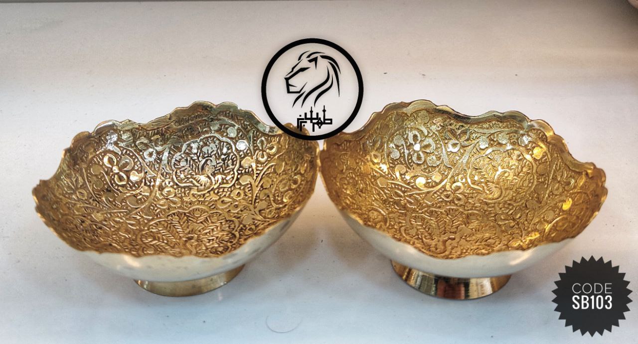 پیاله 3.5 اینچ طلایی طرح طاووس