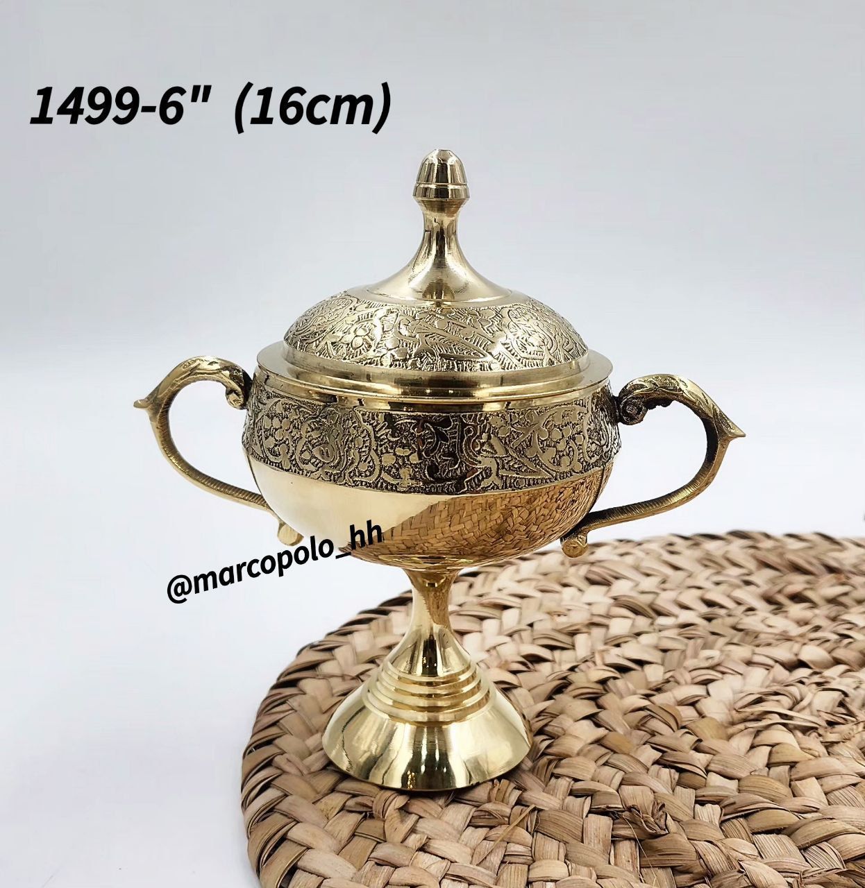 قندان رینگ پایه دار دو بازو برنجی هندی کد1499